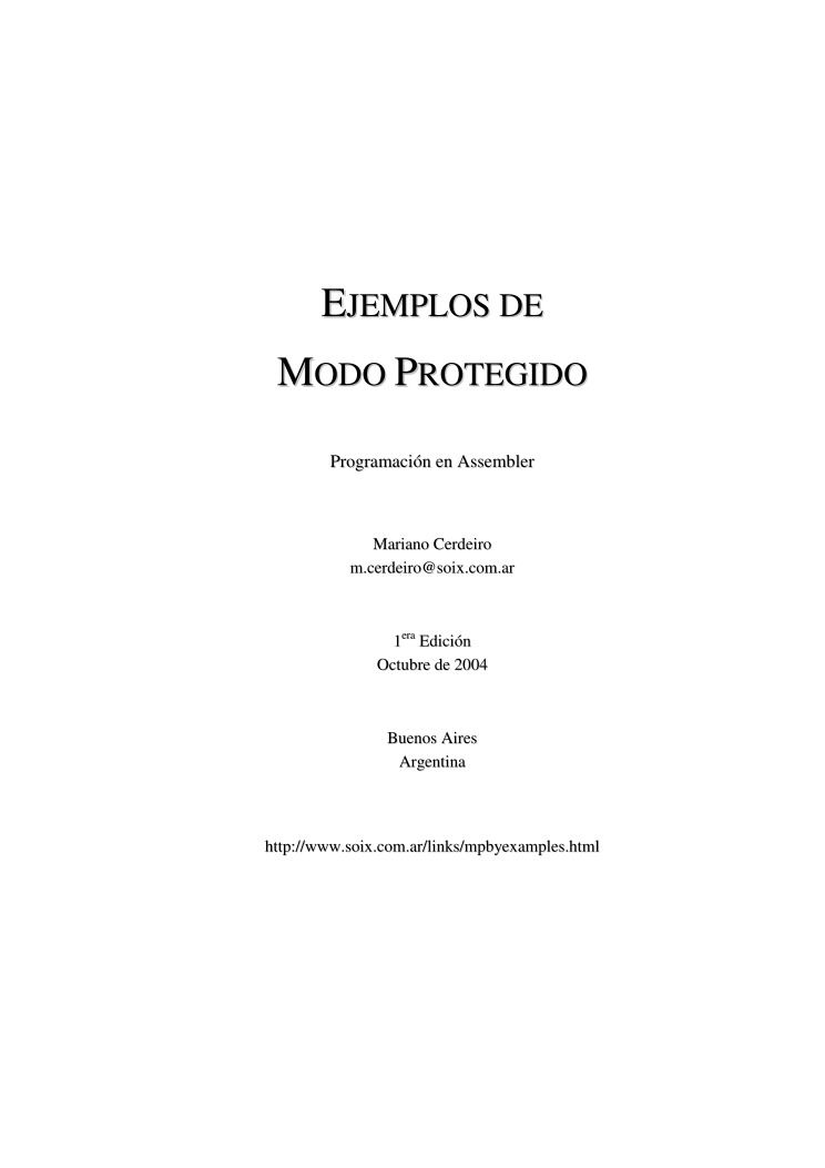 Imágen de pdf Ejemplos de Modo Protegido - Programación en Assembler