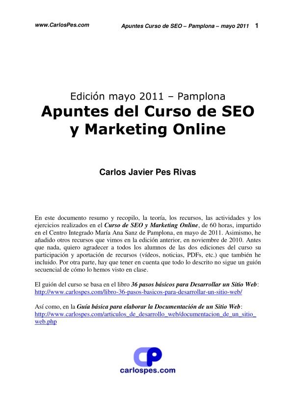 Imágen de pdf Apuntes del Curso de SEO en Pamplona en mayo 2011