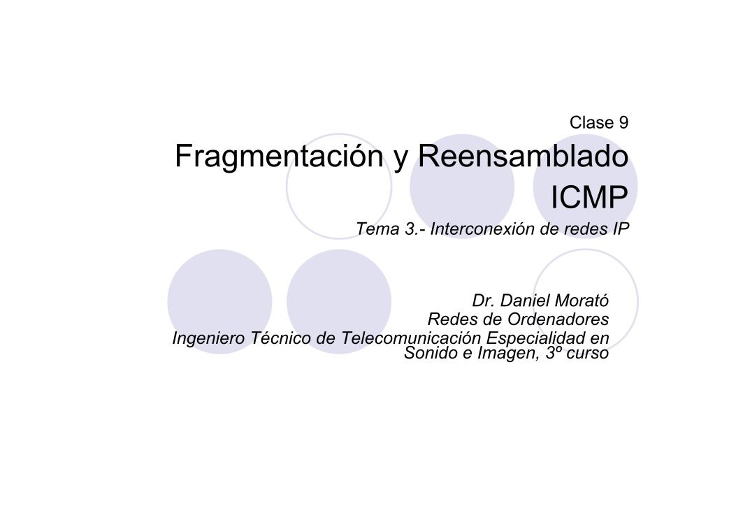 Imágen de pdf Clase 9 Fragmentación y Reensamblado ICMP