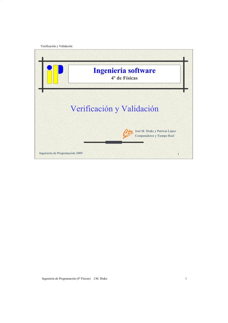 Imágen de pdf Verificación y Validación - Ingeniería Software - 4º de Físicas