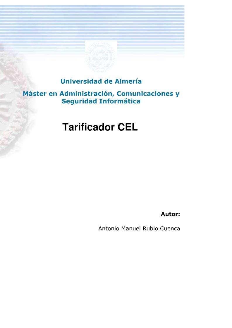 Imágen de pdf Universidad de Almería Máster en Administración, Comunicaciones y Seguridad Informática - Tarificador CEL