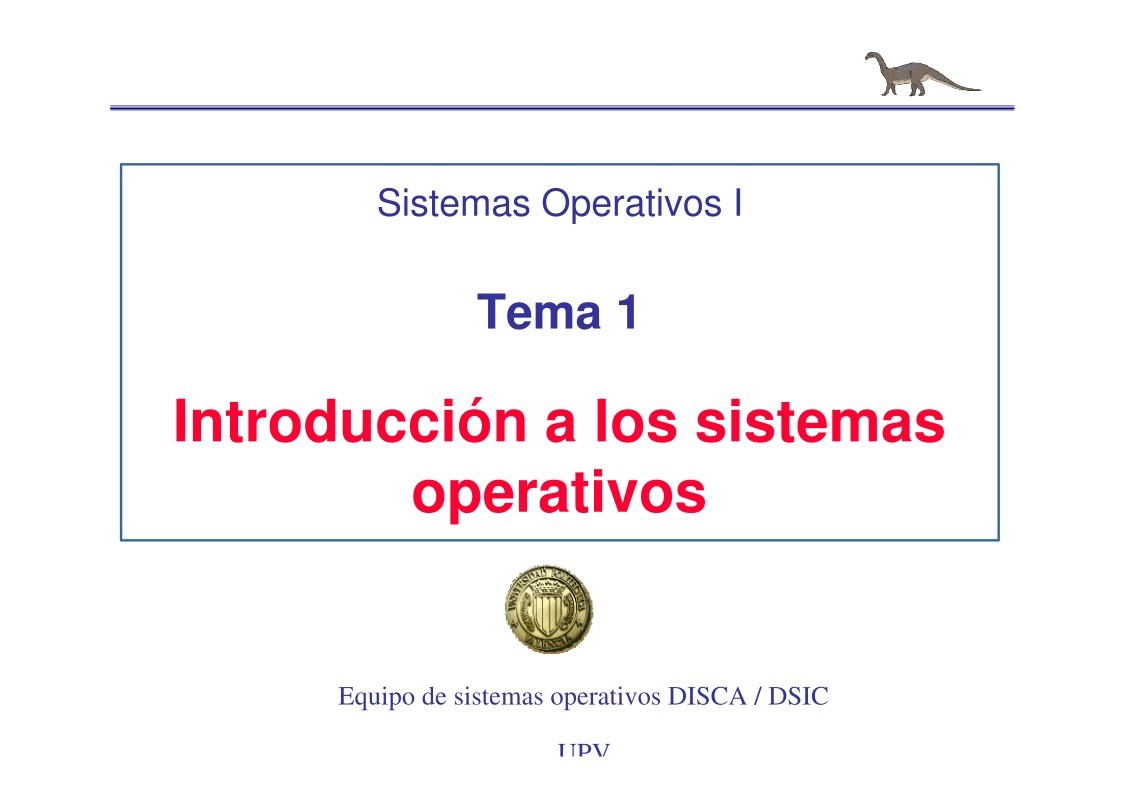 Imágen de pdf Sistemas Operativos I - Tema 1 - Introducción a los sistemas operativos