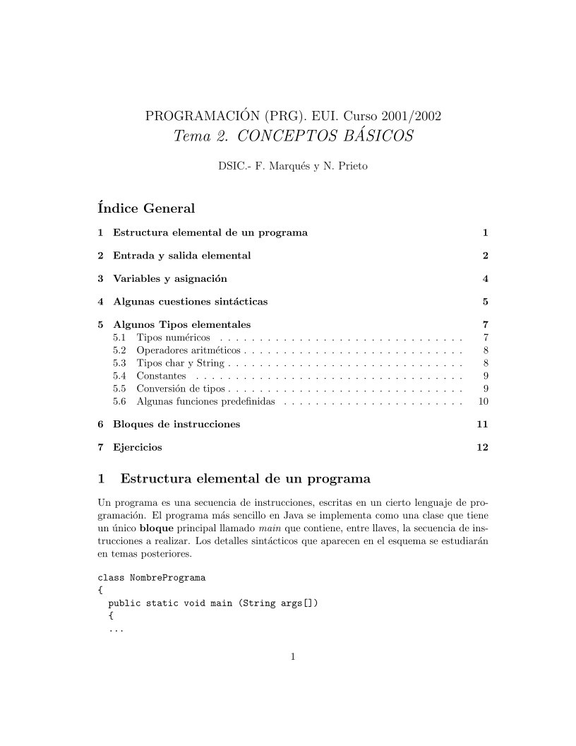 Imágen de pdf PROGRAMACIÓN (PRG) - Tema 2 - CONCEPTOS BÁSICOS