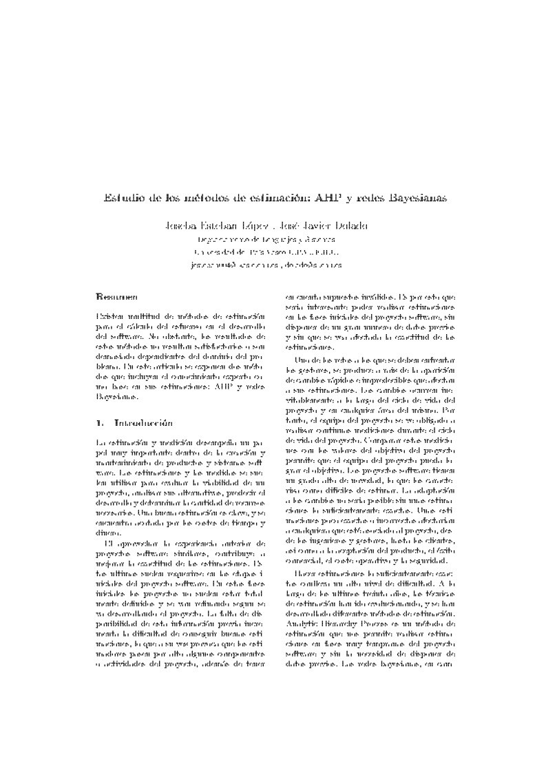 Imágen de pdf Estudio de los métodos de estimación: AHP y redes Bayesianas