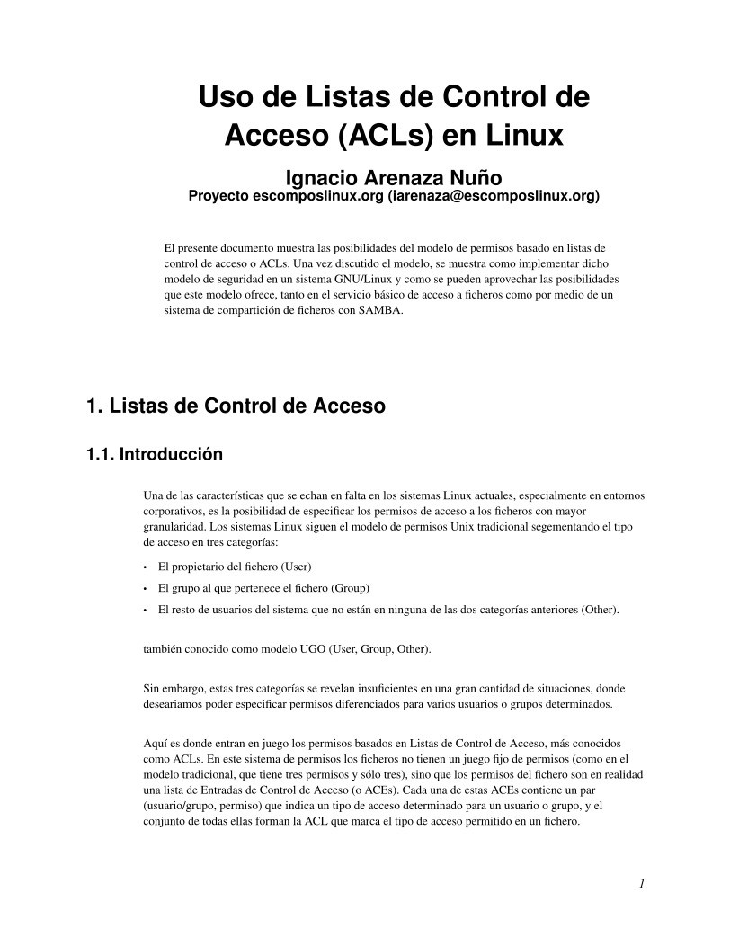 Imágen de pdf Uso de Listas de Control de Acceso (ACLs) en Linux