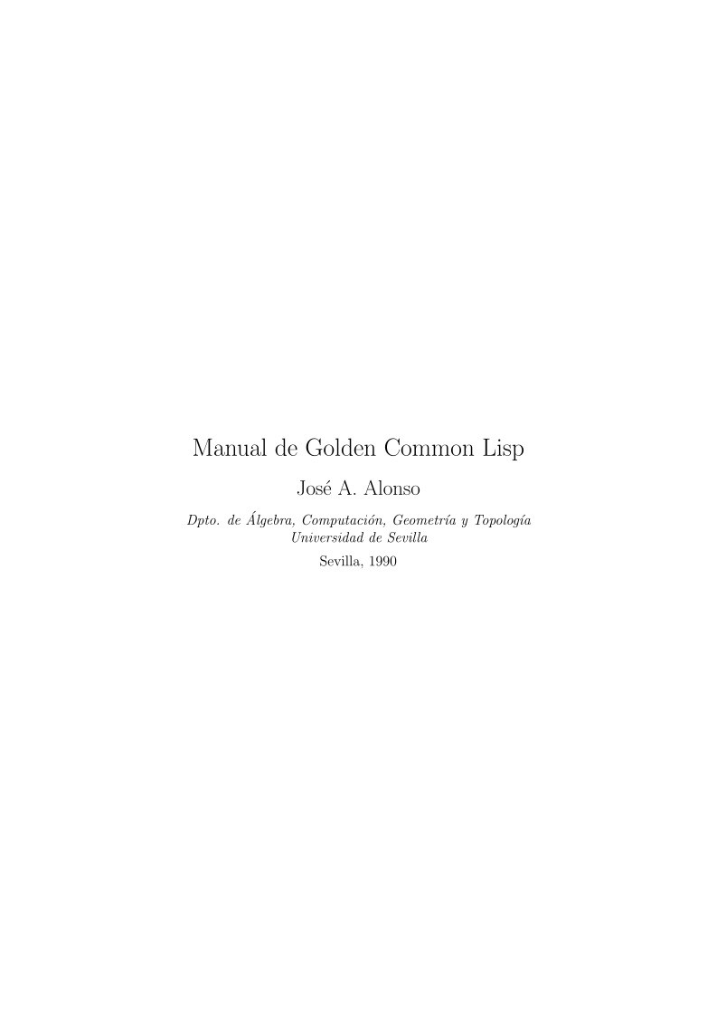 Imágen de pdf Manual de Golden Common Lisp