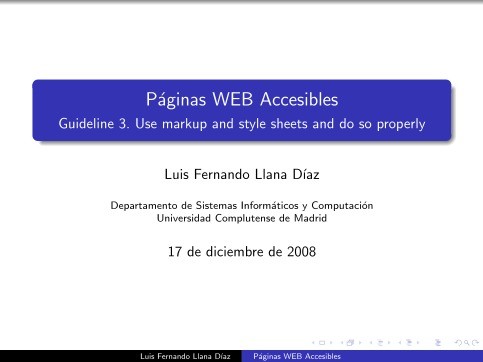 Imágen de pdf Páginas WEB Accesibles - Guideline 3. Use markup and style sheets and do so properly