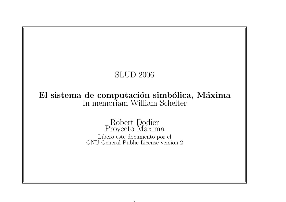 Imágen de pdf SLUD 2006 - El sistema de computación simbólica, Máxima