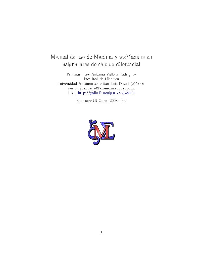 Imágen de pdf Manual de uso de Maxima y wxMaxima en asignaturas de cálculo diferencial