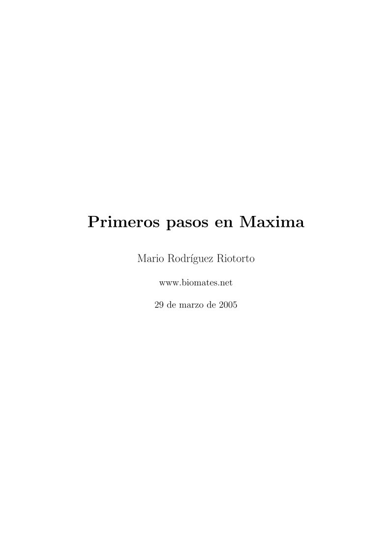 Imágen de pdf Primeros pasos en Maxima