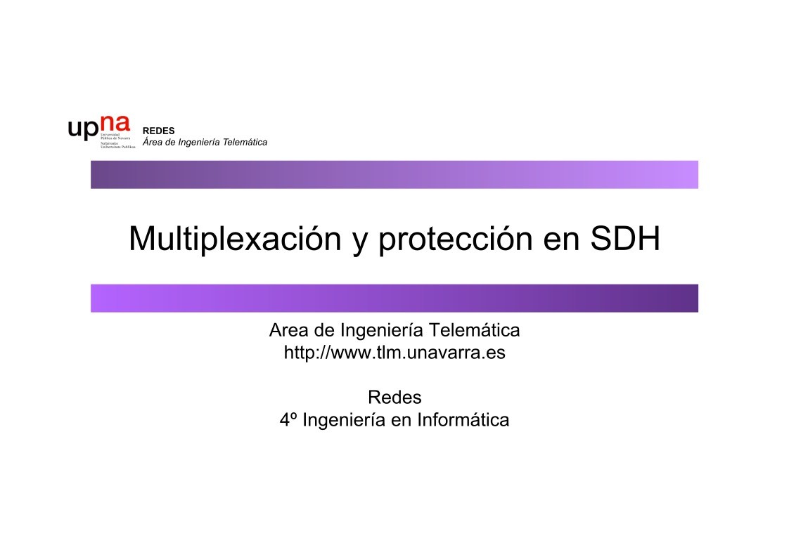 Imágen de pdf Multiplexación y protección en SDH