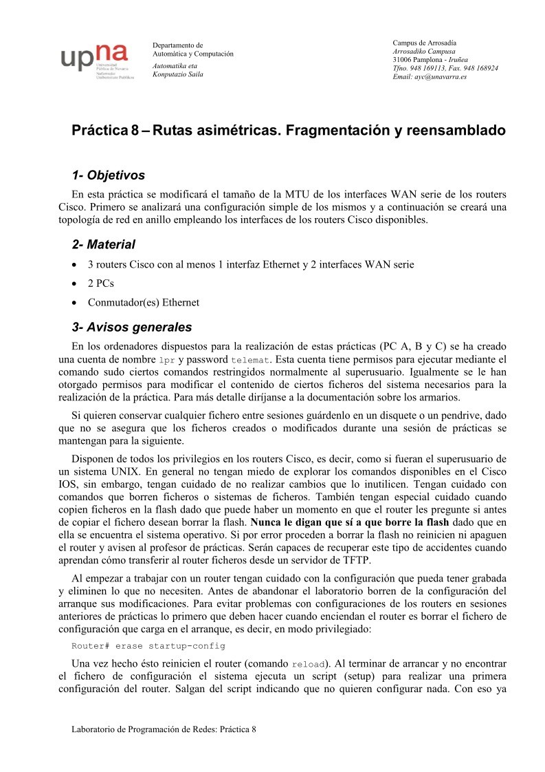 Imágen de pdf Práctica 8 – Rutas asimétricas. Fragmentación y reensamblado