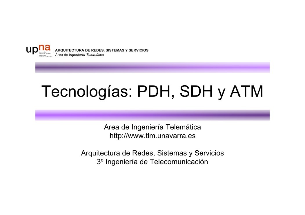 Imágen de pdf Tecnologías: PDH, SDH y ATM