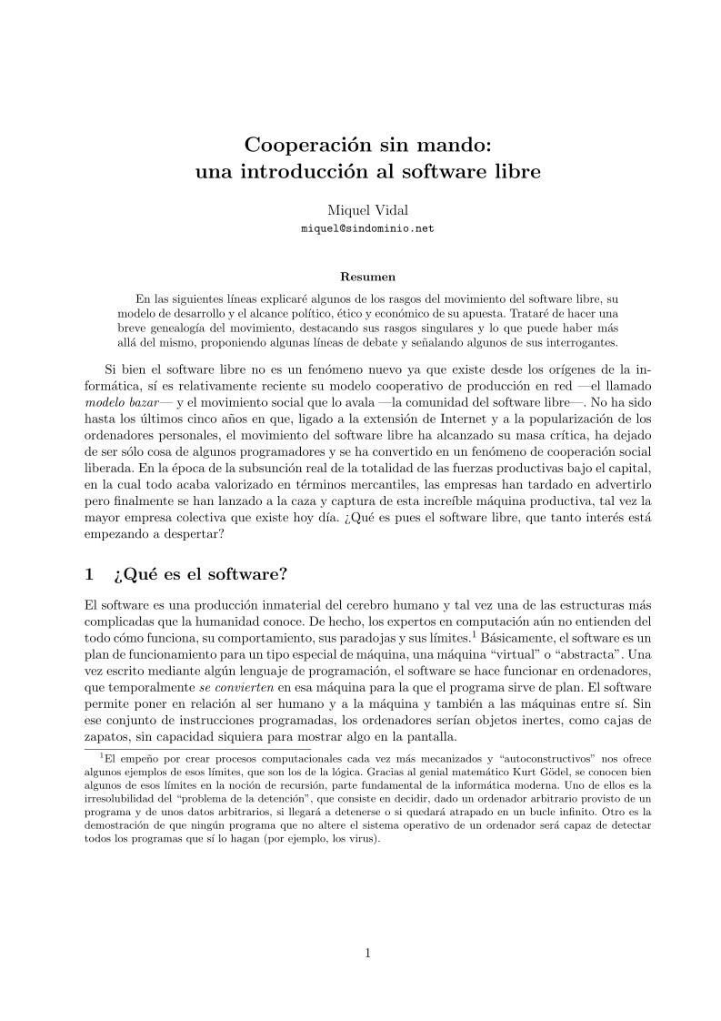 Imágen de pdf Cooperación sin mando: una introducción al software libre
