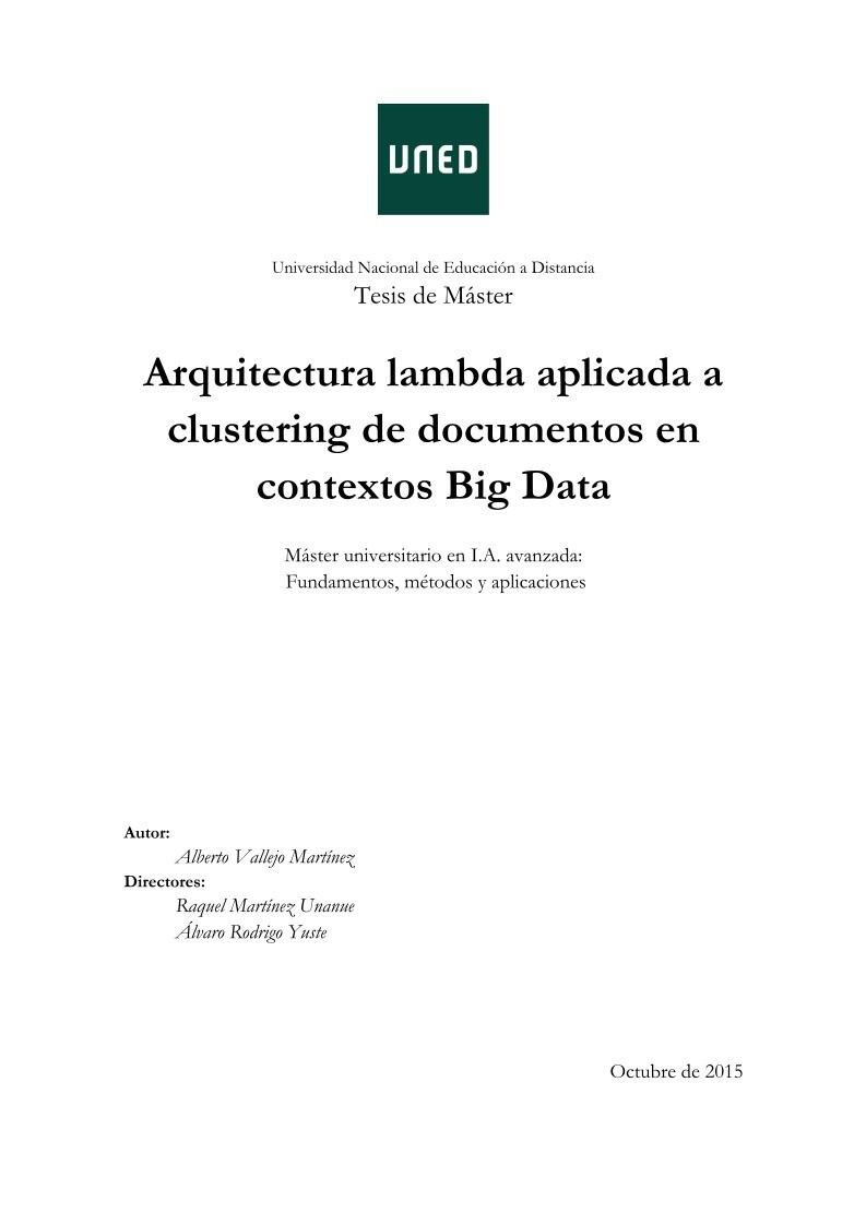 Imágen de pdf Arquitectura lambda aplicada a clustering de documentos en contextos Big Data