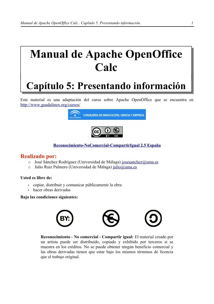 Imágen de pdf Manual de Apache OpenOffice Calc - Capítulo 5: Presentando información