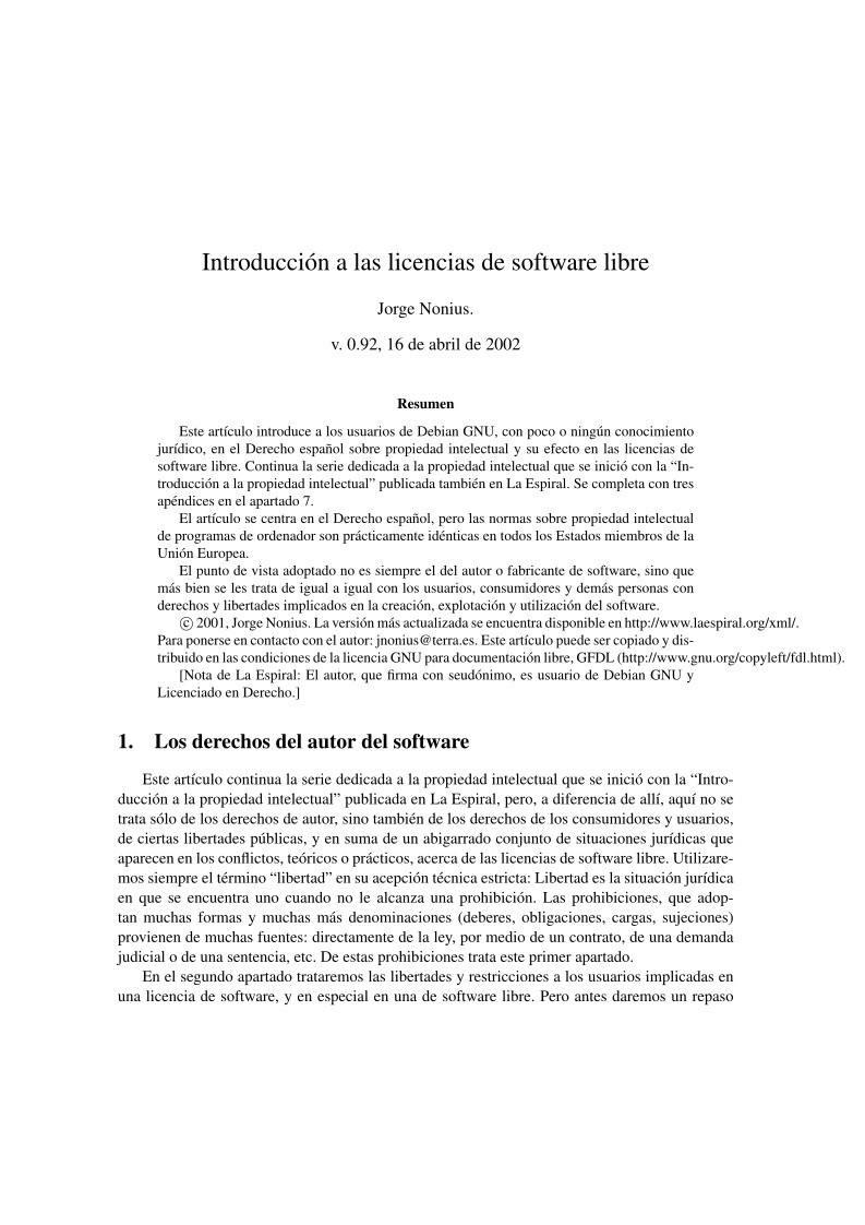 Imágen de pdf Introducción a las licencias de software libre