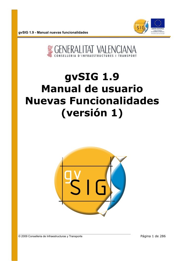 Imágen de pdf gvSIG 1.9 Manual de usuario - Nuevas Funcionalidades (versión 1)