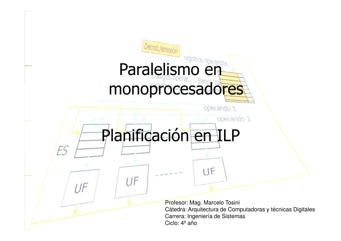 Imágen de pdf Paralelismo en monoprocesadores - Planificación en ILP