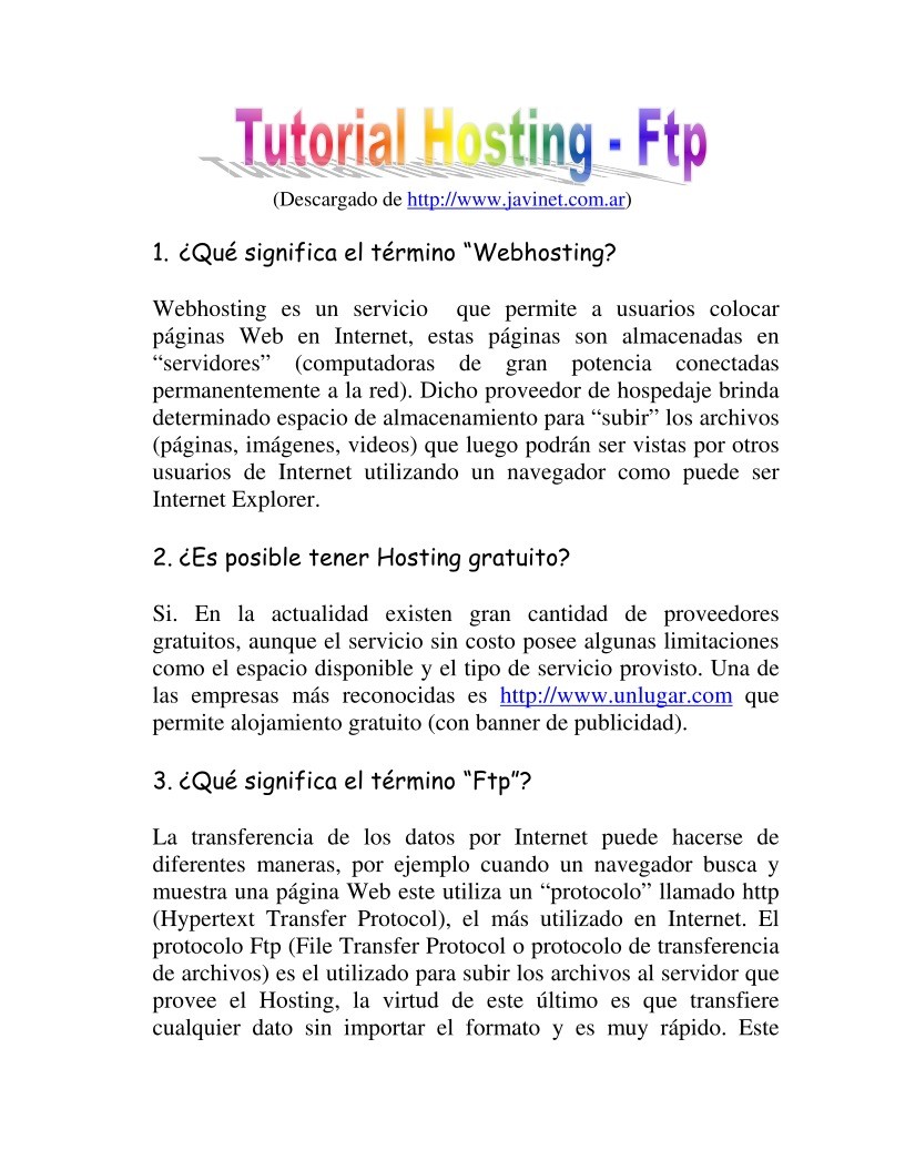 Imágen de pdf Tutorial Hosting - Ftp