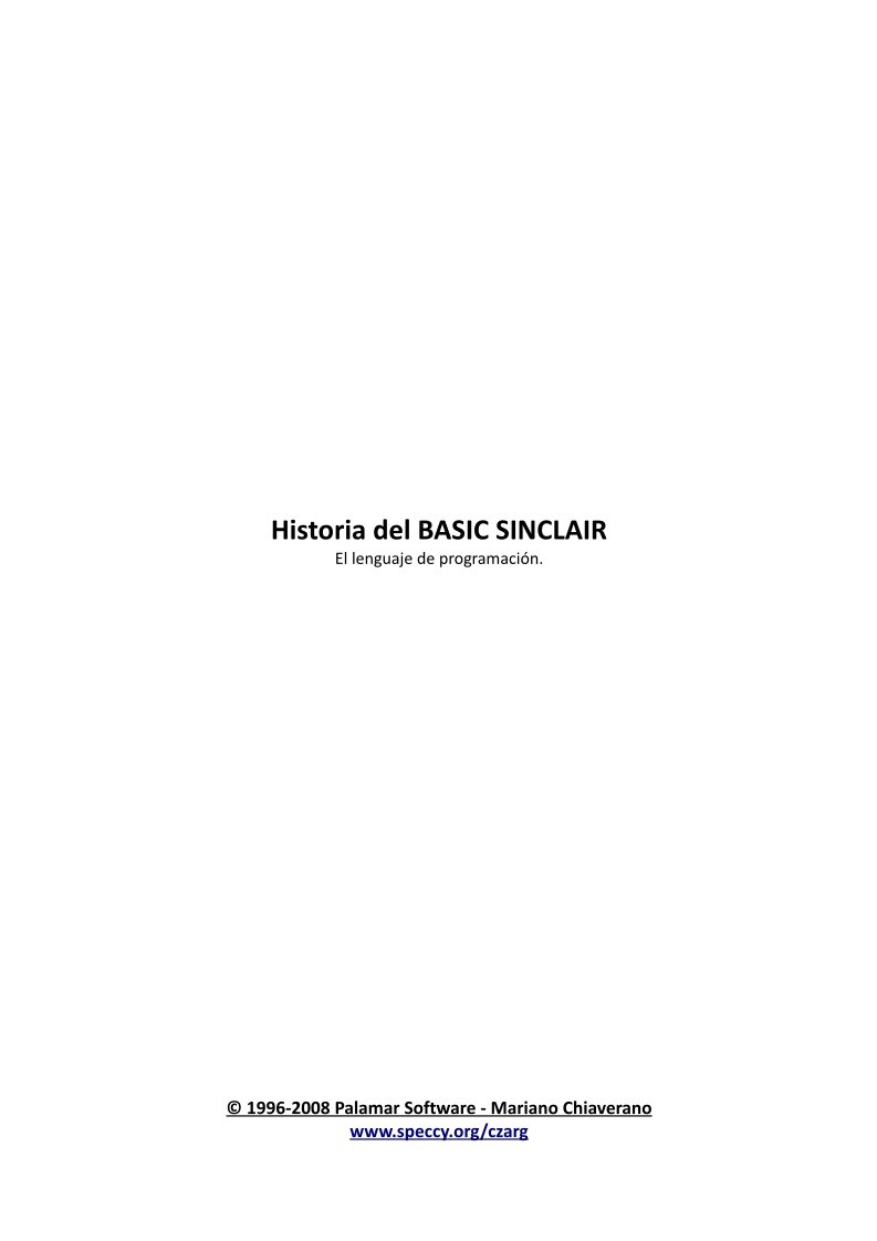 Imágen de pdf Historia del BASIC SINCLAIR - El lenguaje de programación