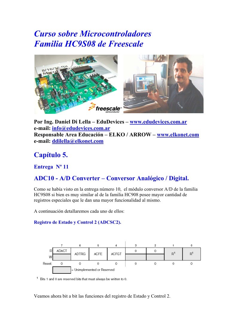 Imágen de pdf Capítulo 5/11 - ADC10 - A/D Converter – Conversor Analógico / Digital - Curso sobre Microcontroladores