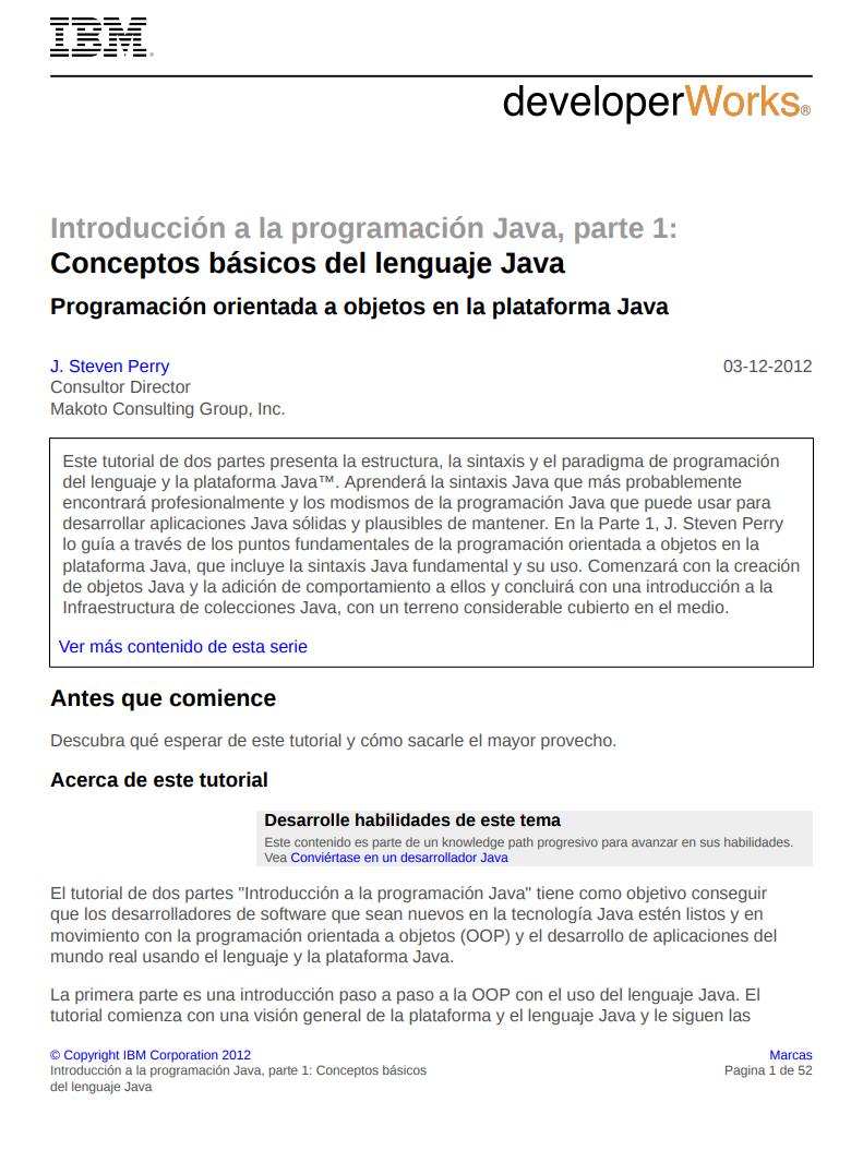 Imágen de pdf Introducción a la programación Java, parte 1:Conceptos básicos del lenguaje Java