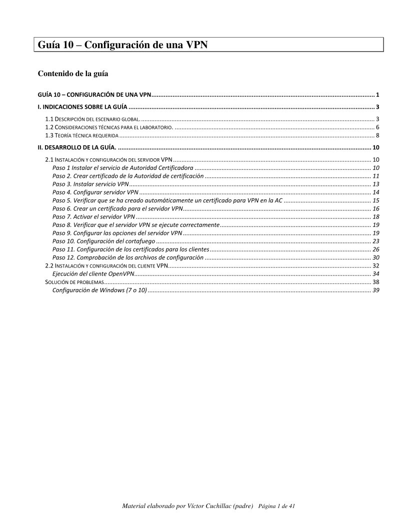 Imágen de pdf Guía 10 - Configuración de una VPN