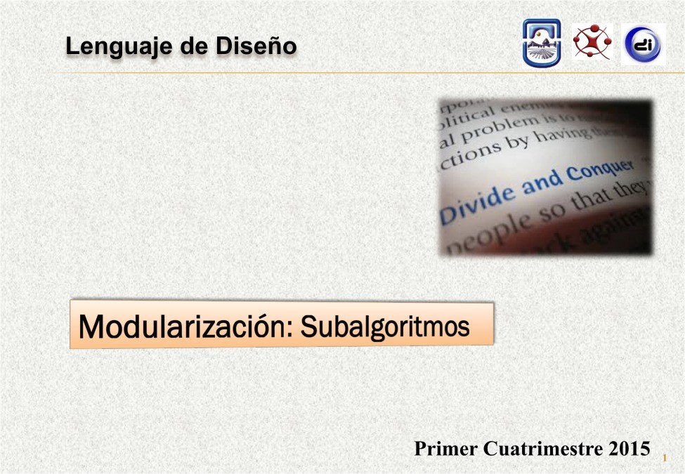 Imágen de pdf Lenguaje de Diseño - Modularización: Subalgoritmos