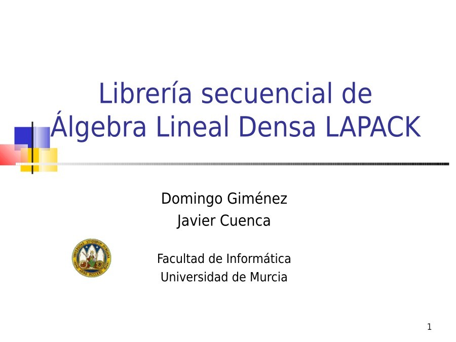 Imágen de pdf Librería secuencial de Álgebra Lineal Densa LAPACK