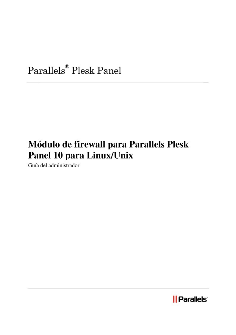 Imágen de pdf Módulo de firewall para Parallels Plesk Panel 10 para Linux/Unix