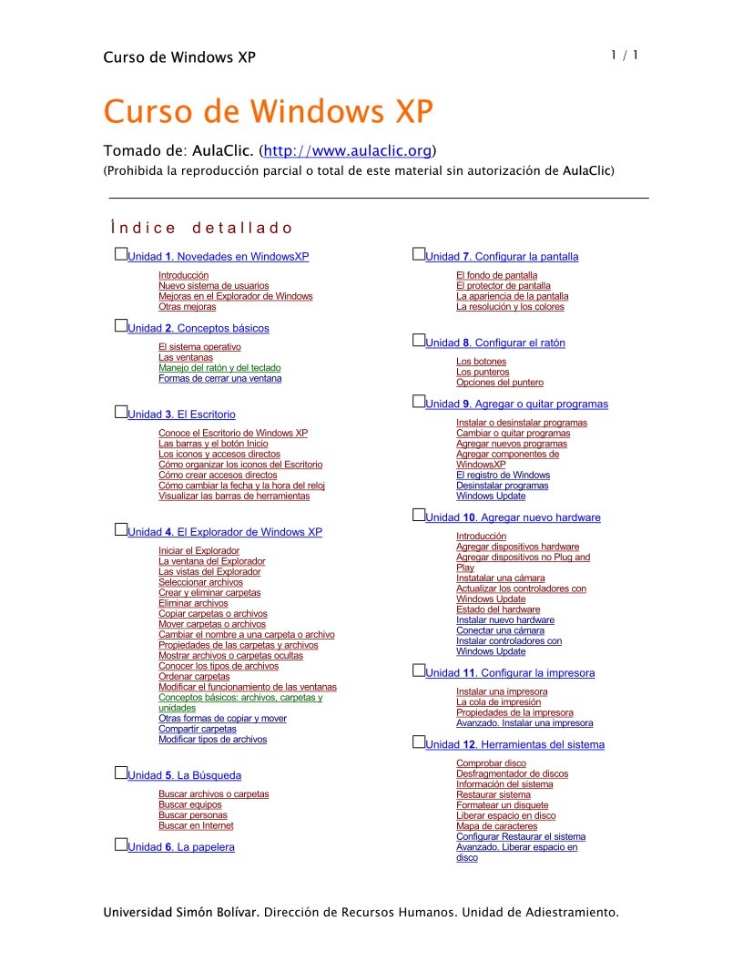 Imágen de pdf Curso de Windows XP