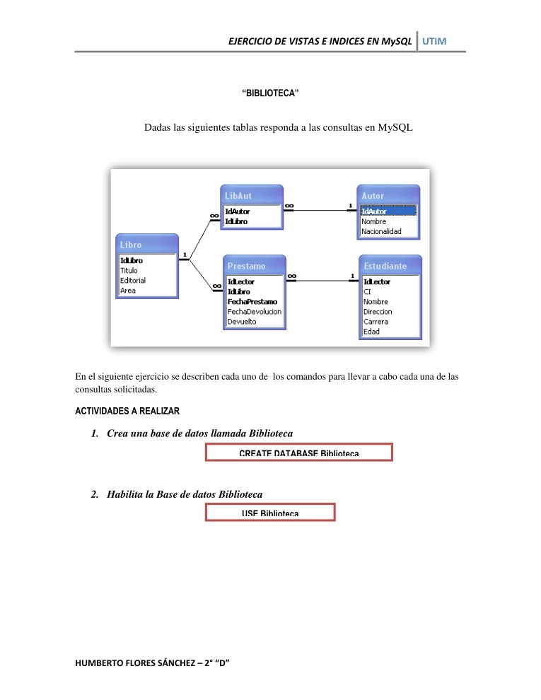 Imágen de pdf Ejercicio de tablas y consultas en SQL - Biblioteca
