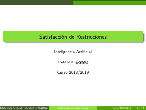 Imágen de pdf Satisfacción de Restricciones - Inteligencia Artificial