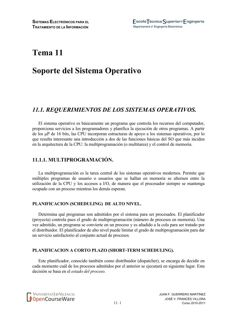 Imágen de pdf Tema 11 - Soporte del Sistema Operativo