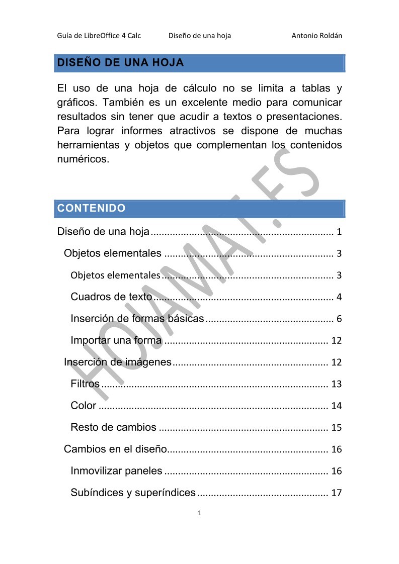Imágen de pdf Guía de LibreOffice 4 Calc - Diseño de una hoja