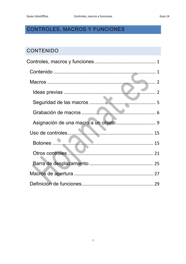 Imágen de pdf Guía LibreOffice - Controles, macros y funciones
