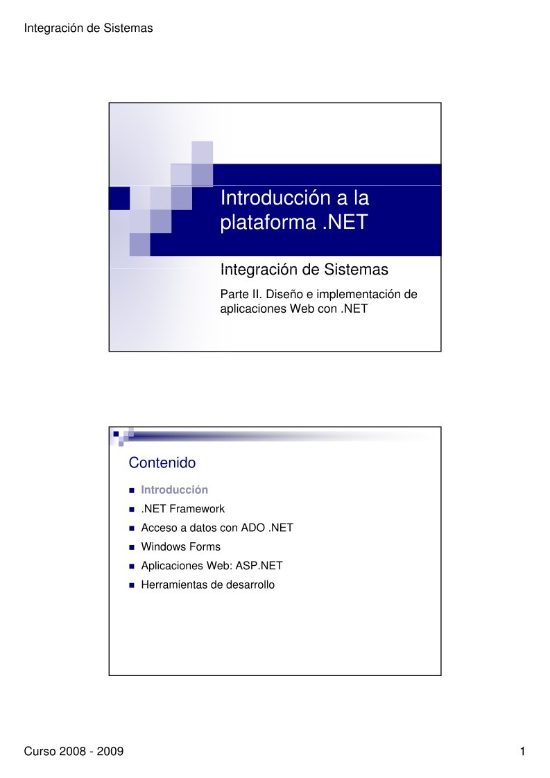 Imágen de pdf Introducción a la plataforma .NET - Integración de Sistemas
