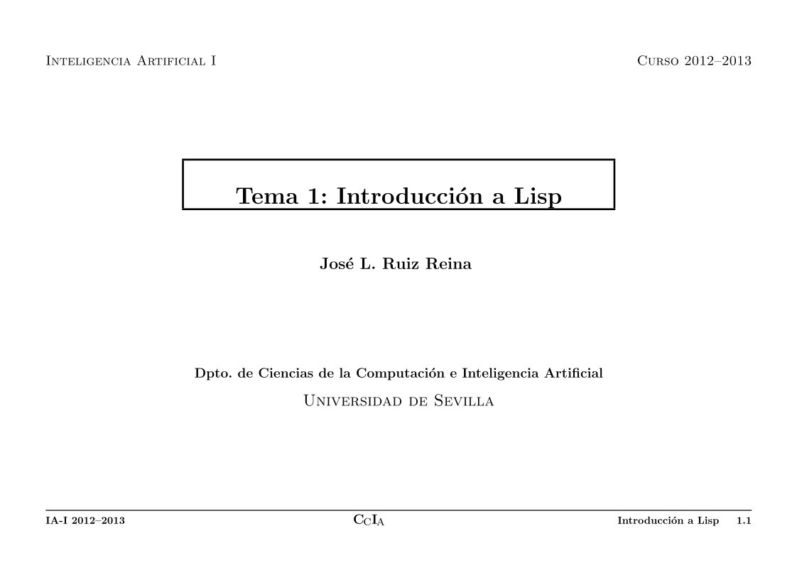 Imágen de pdf Tema 1: Introducción a Lisp - Inteligencia artificial I