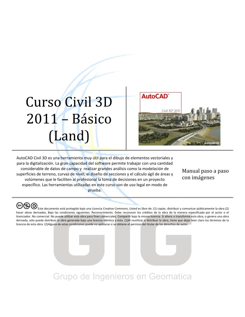Imágen de pdf Curso Civil 3D 2011 – Básico (Land)