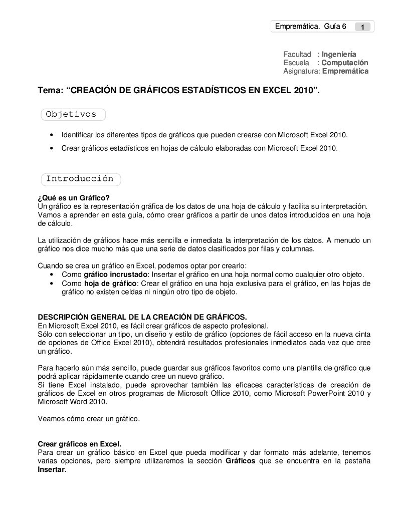 Imágen de pdf Tema: CREACIÓN DE GRÁFICOS ESTADÍSTICOS EN EXCEL 2010