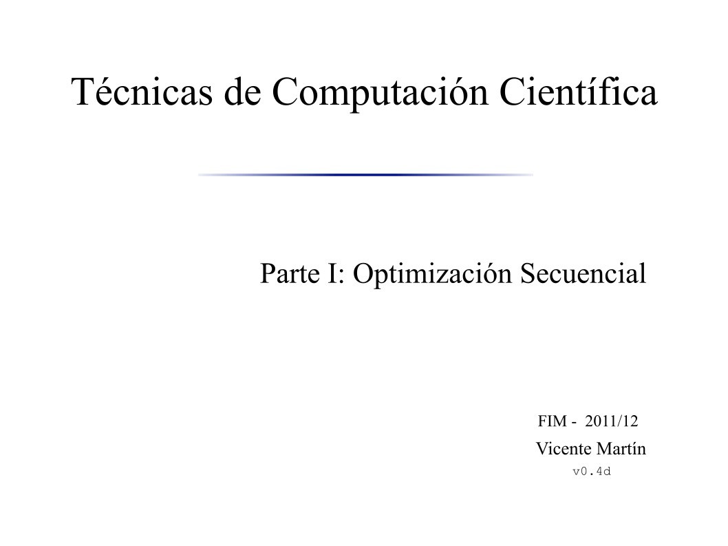 Imágen de pdf Parte I: Optimización Secuencial - Técnicas de Computación Científica