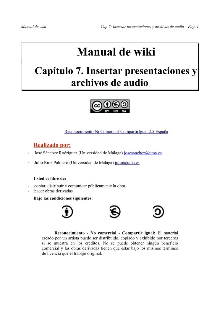 Imágen de pdf Cap 7: Insertar presentaciones y archivos de audio - Manual de wiki