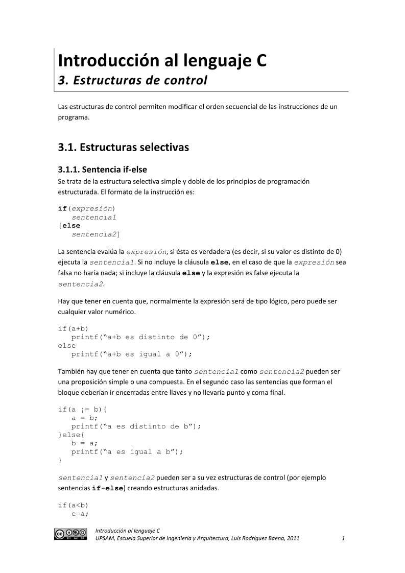 Imágen de pdf 3. Estructuras de Control - Introducción al lenguaje C