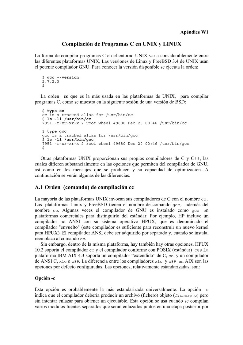 Imágen de pdf Compilación de Programas C en UNIX y LINUX
