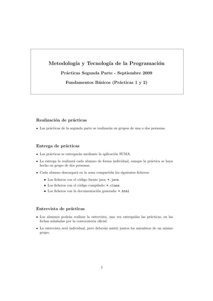 Imágen de pdf metodología y Tecnología de la Programación - prácticas 1 y 2 - segunda parte - Fundamentos Básicos