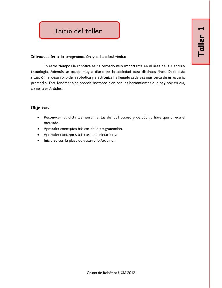 Imágen de pdf Introducción a la programación y a la electrónica - Taller 1