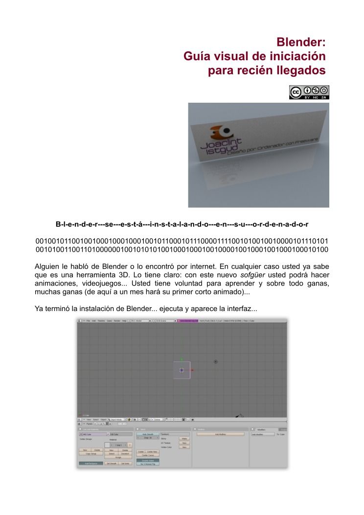 Imágen de pdf Blender: Guía visual de iniciación para recién llegados