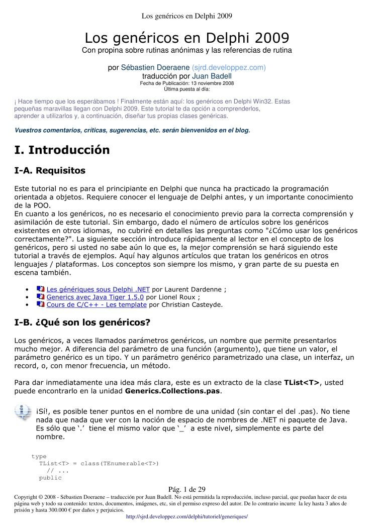 Imágen de pdf Los genéricos en Delphi 2009