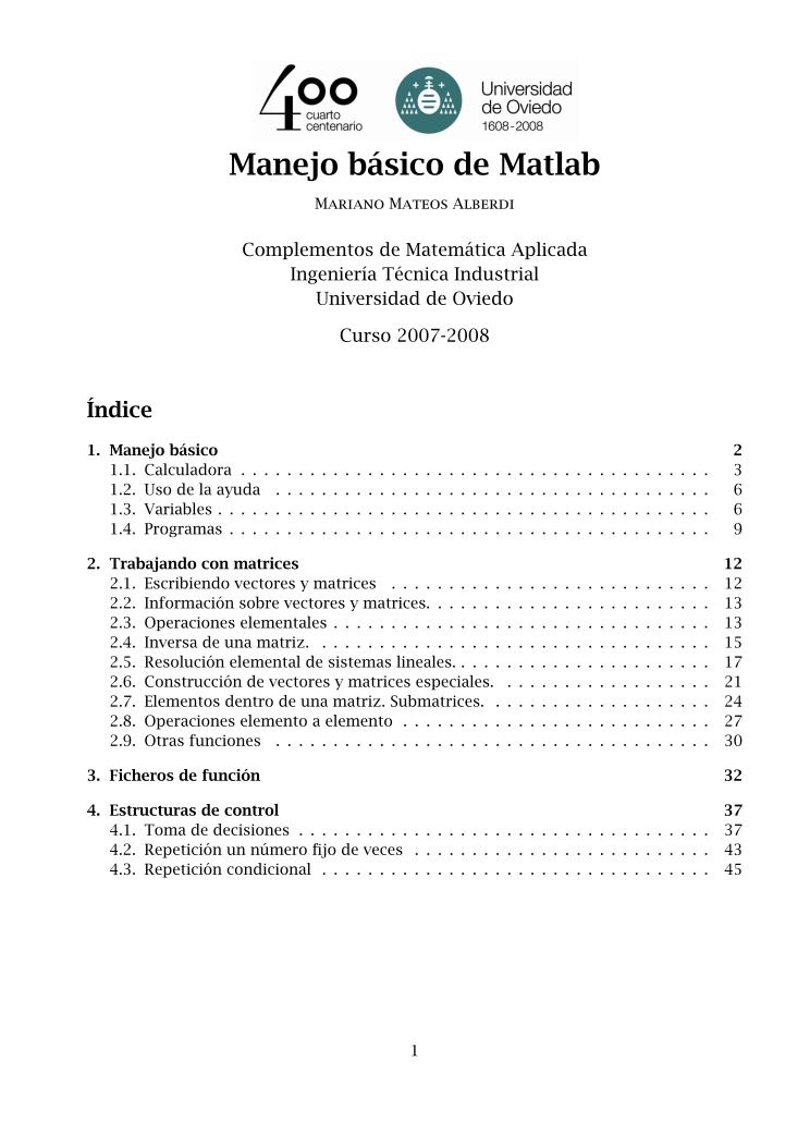 Imágen de pdf Manejo básico de Matlab
